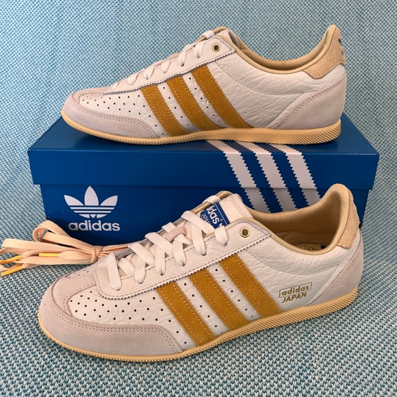 adidas Shoes - adidas Japan Sneakers White with Mustard Stripes